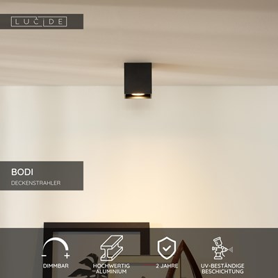 Lucide BODI - Deckenstrahler - 1xGU10 - Schwarz
